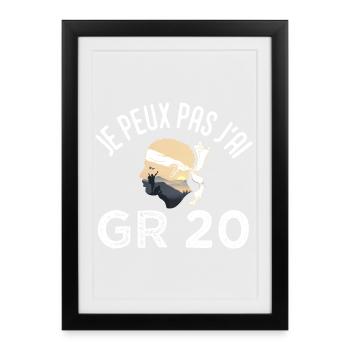 je peux pas j ai GR 20 randonnée corse - Affiche encadrée (27 × 37 cm) - noir - Devant