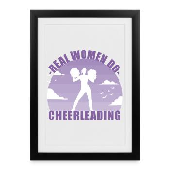 Cheerleading Cheerleader Girl Pompons Gift - Affiche encadrée (27 × 37 cm) - noir - Devant