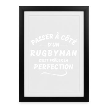 rugby, rugby sport, rugby humour - Affiche encadrée (27 × 37 cm) - noir - Devant