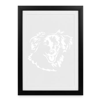 Berger des Pyrénées Kopf "Black Edition" - Framed poster (27 × 37 cm) - black - Front