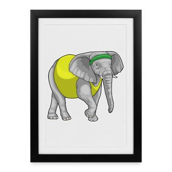 Elephant Jogger Jogging Sport - Framed poster (27 × 37 cm) - black - Front