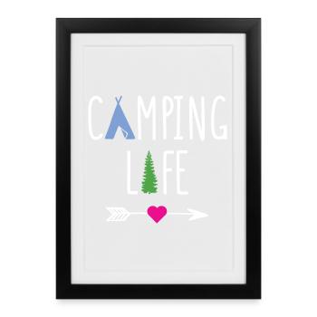 Vie de camping - Affiche encadrée (27 × 37 cm) - noir - Devant