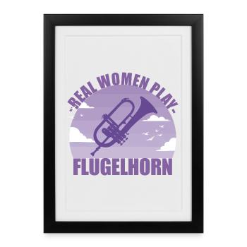 Flugelhorn Instrument Musicien Fille Cadeau - Affiche encadrée (27 × 37 cm) - noir - Devant