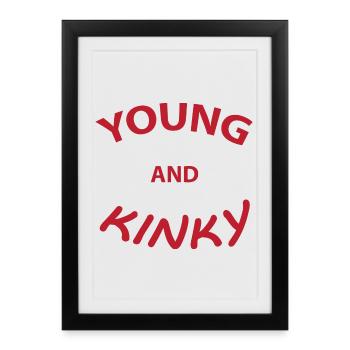 Texte T-shirt design Jeune et Kinky Idée cadeau. - Affiche encadrée (27 × 37 cm) - noir - Devant