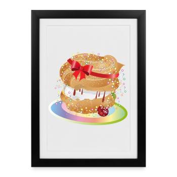 Un chou à la crème fourré avec un nœud cadeau - Affiche encadrée (27 × 37 cm) - noir - Devant