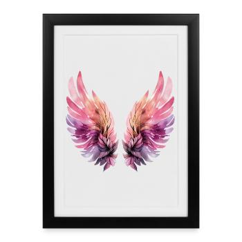 Pink and Purple Watercolor Wings - Framed poster (27 × 37 cm) - black - Front