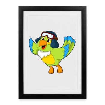 Casquette pilote Parrot - Affiche encadrée (27 × 37 cm) - noir - Devant