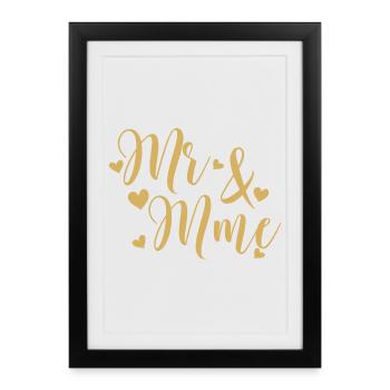 Mr And Mme script doré - Affiche encadrée (27 × 37 cm) - noir - Devant