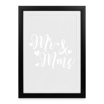 Mr And Mme personnalisable love script - Affiche encadrée (27 × 37 cm) - noir - Devant