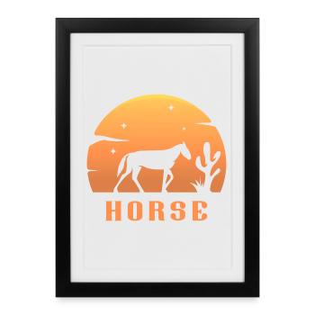 horse, cheval, western, cow-boy, country - Affiche encadrée (27 × 37 cm) - noir - Devant