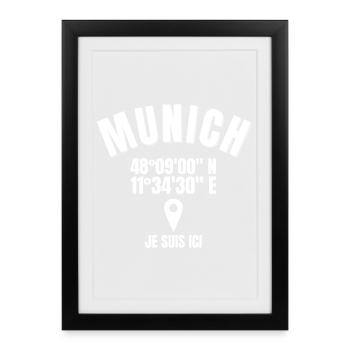 Munich, Allemagne, Bavière - Affiche encadrée (27 × 37 cm) - noir - Devant