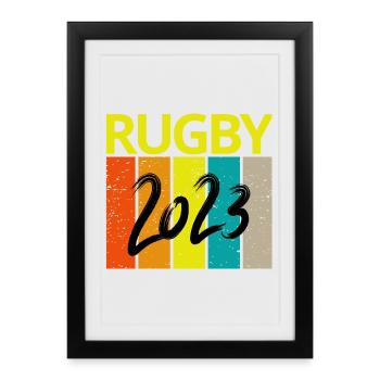 rugby, rugby sport, fan de rugby, rugby 2023 - Affiche encadrée (27 × 37 cm) - noir - Devant