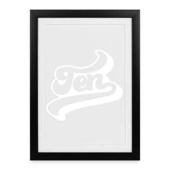 Dix 10e anniversaire Enfants Garçons Filles 10 ans - Affiche encadrée (27 × 37 cm) - noir - Devant