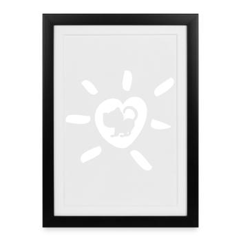 Heart Cat Rays Fan Comic Animal Love Cats Cute - Framed poster (27 × 37 cm) - black - Front