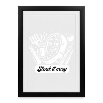 Steak It Easy Grilling Grill Grill Master Gift - Framed poster (27 × 37 cm) - black - Front