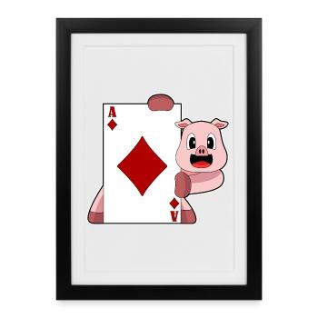 Jeu de cartes de poker Pig Poker - Affiche encadrée (27 × 37 cm) - noir - Devant