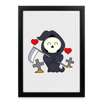 Tombe d’Halloween de la Faucheuse - Affiche encadrée (27 × 37 cm) - noir - Devant