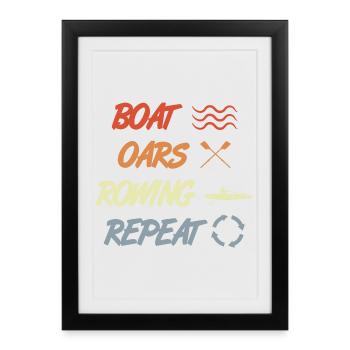 Bateau Rames Aviron Répéter - Affiche encadrée (27 × 37 cm) - noir - Devant
