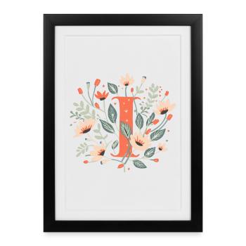 I typography floral - Gerahmtes Poster (27 × 37 cm) - Schwarz - Vorne