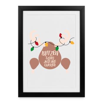 Cuisse décorée: goût poulet - Affiche encadrée (27 × 37 cm) - noir - Devant