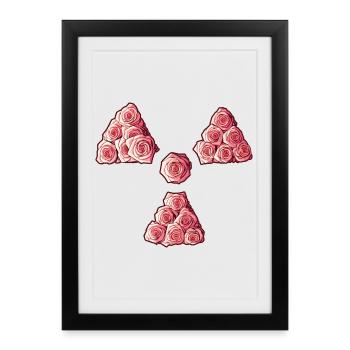 Trèfle Radioactif Roses Manip Radio Radiologie - Affiche encadrée (27 × 37 cm) - noir - Devant