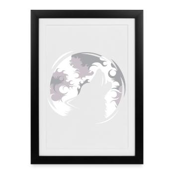 wolf, wolves, howl, moon, evening, dark, animals, nature - Framed poster (27 × 37 cm) - black - Front
