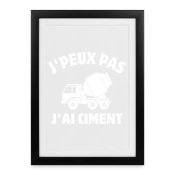 ciment, engin de chantier, chantier - Affiche encadrée (27 × 37 cm) - noir - Devant