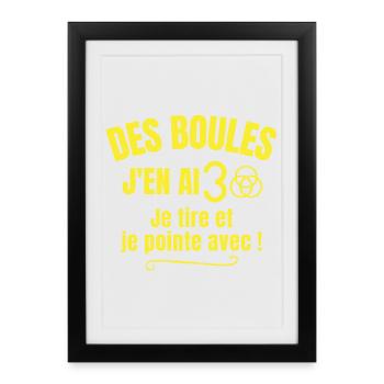 pétanque, bouliste, club de pétanque - Affiche encadrée (27 × 37 cm) - noir - Devant