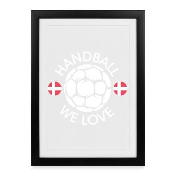 nous aimons le handball Danemark Sport Logo Icône de l’équipe - Affiche encadrée (27 × 37 cm) - noir - Devant