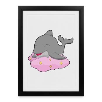 Nuages de dauphins - Affiche encadrée (27 × 37 cm) - noir - Devant