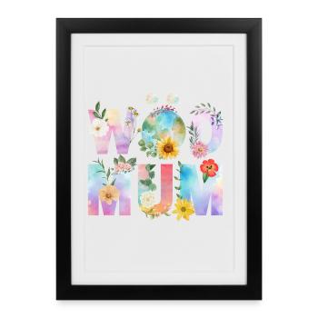Wöd Mum - Maman du monde, Meilleure maman, Fête des mères - Affiche encadrée (27 × 37 cm) - noir - Devant