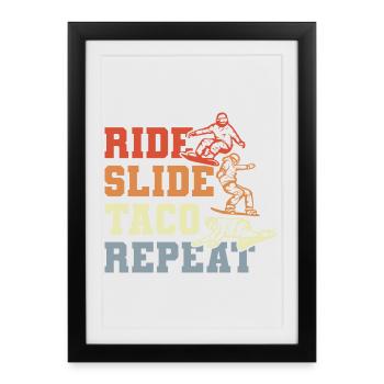 Taco Snowboard - Affiche encadrée (27 × 37 cm) - noir - Devant