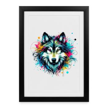 Wolf - Gerahmtes Poster (27 × 37 cm) - Schwarz - Vorne