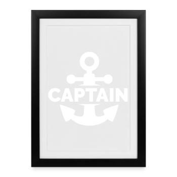 captain anchor icon logo sea sea ship logo - Framed poster (27 × 37 cm) - black - Front