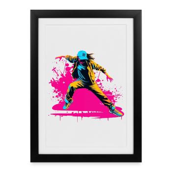 Breakdancer des années 90 - Affiche encadrée (27 × 37 cm) - noir - Devant