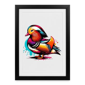 Canard mandarin - Affiche encadrée (27 × 37 cm) - noir - Devant