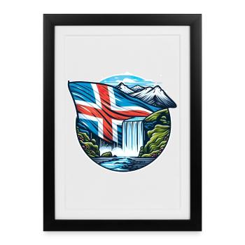 Islande Islande 2 - Affiche encadrée (27 × 37 cm) - noir - Devant