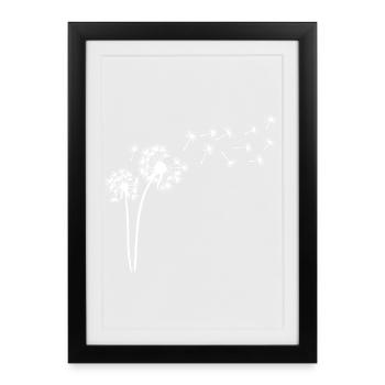 Le vent et le pissenlit blanc - Affiche encadrée (27 × 37 cm) - noir - Devant