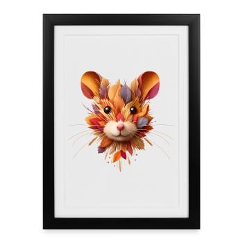 European hamster, designed from different leaves - Framed poster (27 × 37 cm) - black - Front
