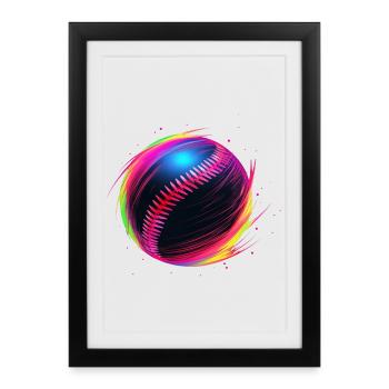 Balle de baseball Vaporwave - Affiche encadrée (27 × 37 cm) - noir - Devant