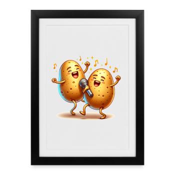 Vegetables, potatoes singing, vegetables make music - Framed poster (27 × 37 cm) - black - Front