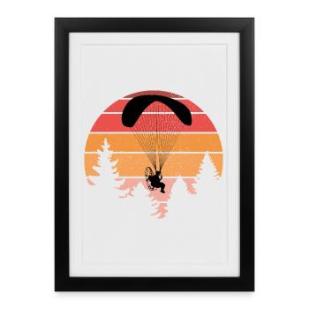 Sunset Parapente Silhouette Design - Affiche encadrée (27 × 37 cm) - noir - Devant