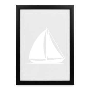 Sailboat Line Art - Framed poster (27 × 37 cm) - black - Front