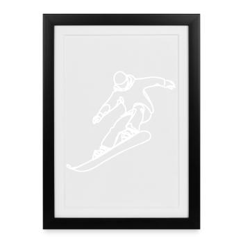Snowboarder Zeichnung - Gerahmtes Poster (27 × 37 cm) - Schwarz - Vorne