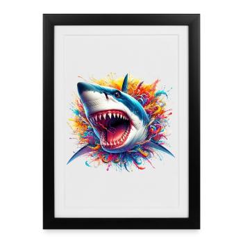 Requin - Affiche encadrée (27 × 37 cm) - noir - Devant