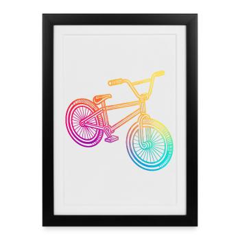 Illustration de vélo géométrique arc-en-ciel - Affiche encadrée (27 × 37 cm) - noir - Devant