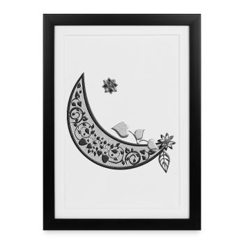 Moon with tendril ornament - Framed poster (27 × 37 cm) - black - Front
