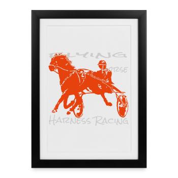 Course de trot trotteur - Affiche encadrée (27 × 37 cm) - noir - Devant
