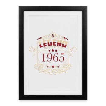 Légende de l’anniversaire vintage 1965 - Affiche encadrée (27 × 37 cm) - noir - Devant