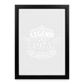 Légende d’anniversaire 1975 Style Vintage - Affiche encadrée (27 × 37 cm) - noir - Devant